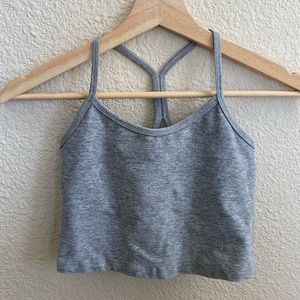 Beyond Yoga Spacedye Slim Racerback Cropped Tank  XS Silver Mist